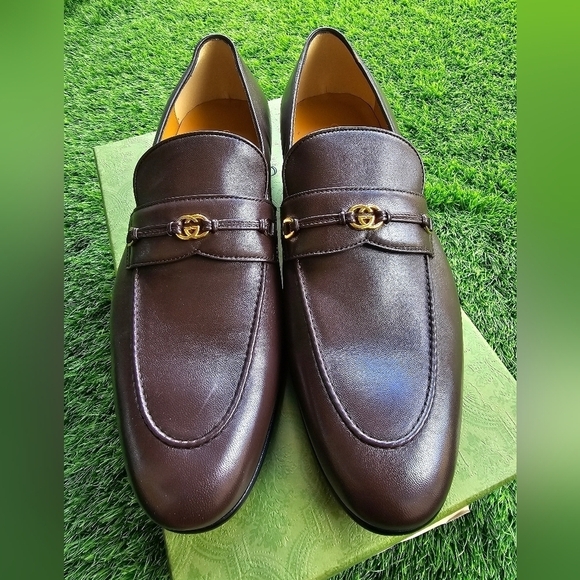 Gucci Loafers Mens Sz 12 Ed G-bit Leather New Authentic, Preppy Wedding Formal - Picture 8 of 13